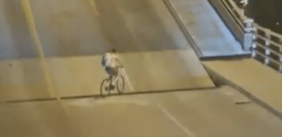 cyclist, drunk, draw bridge