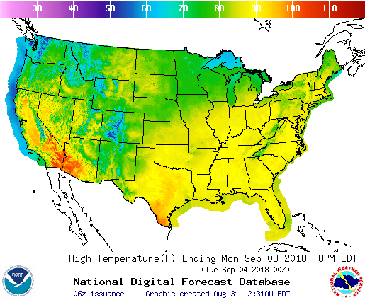 noaa, outlook, Labor Day weekend, temperature