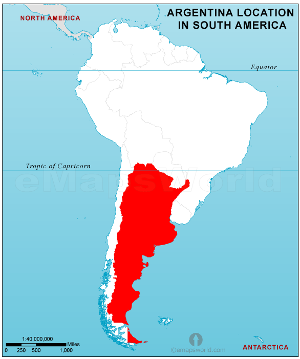 Argentina Location Map In South America 