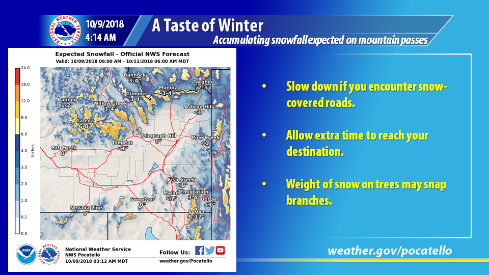 NOAA: High Elevation Snowfall On Tap In Idaho | 2-5" Of Snow Through