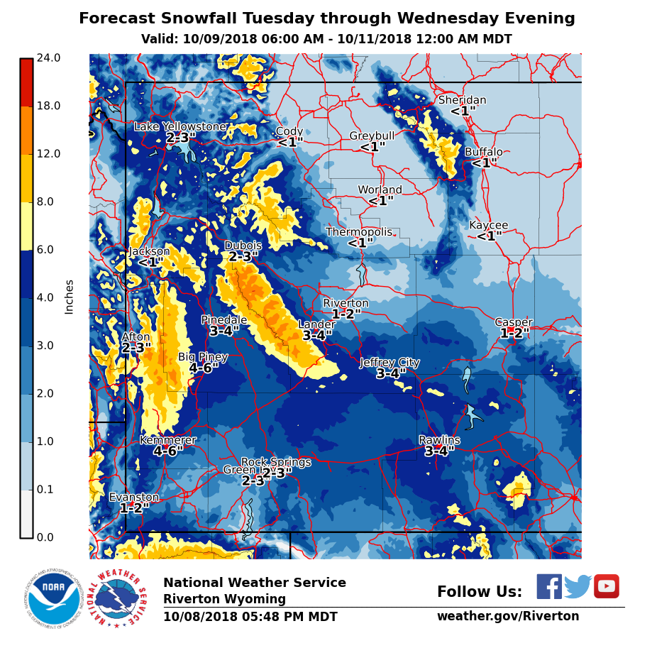 wyoming snow totals