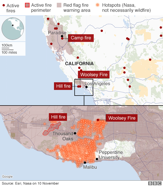 fires in california 2017 map