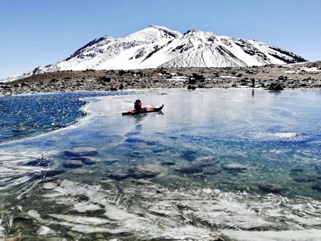 kayak, worlds highest, Chile, andes, volcano
