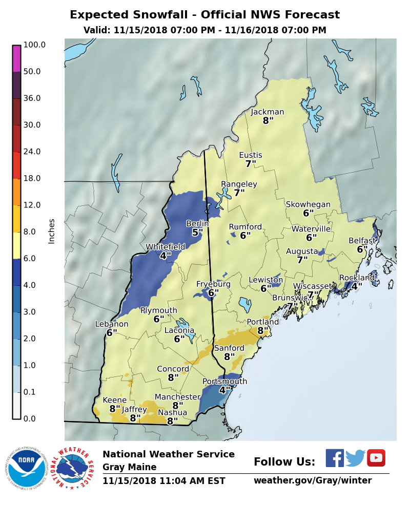 Total Snow Accumulation Map Maine