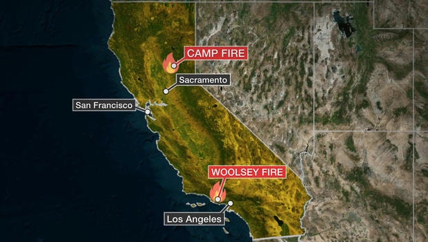 california fire locations