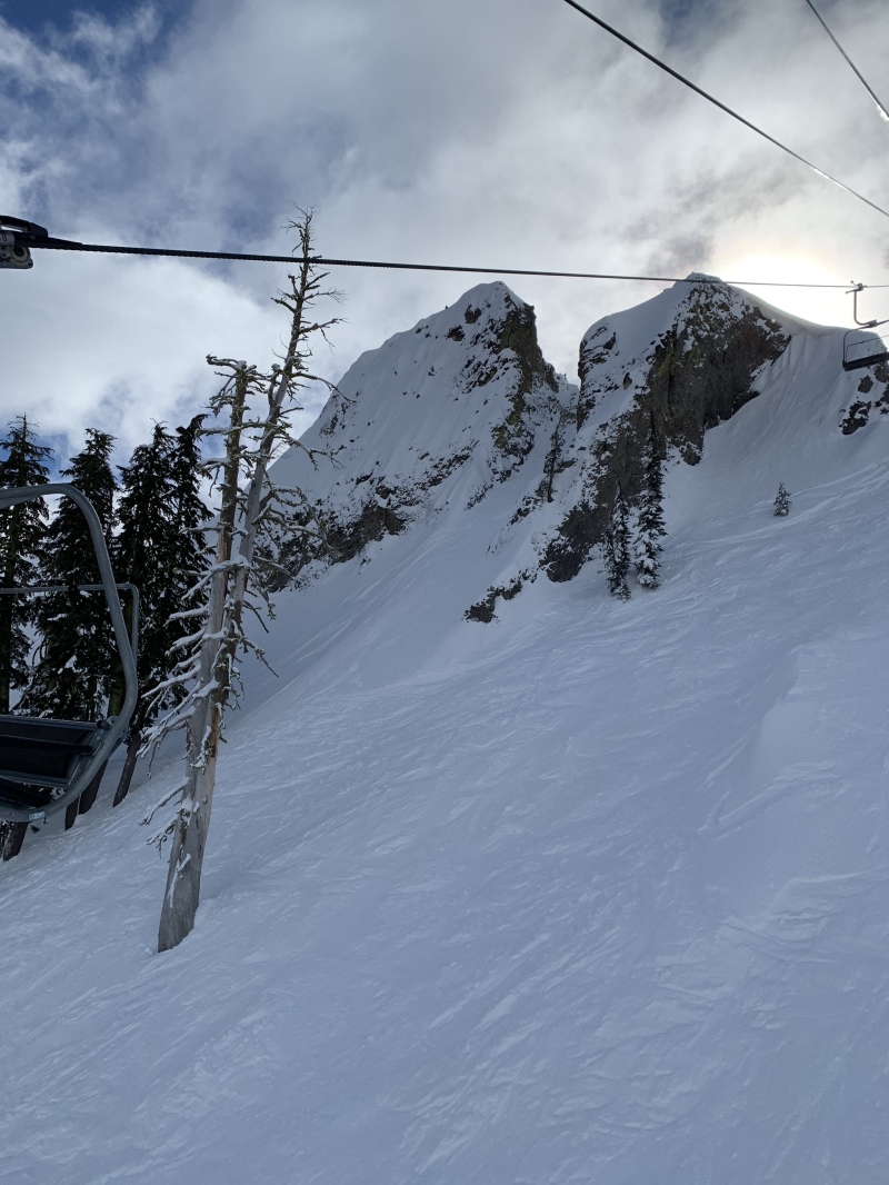 Snow gripping cheesegrader rock.