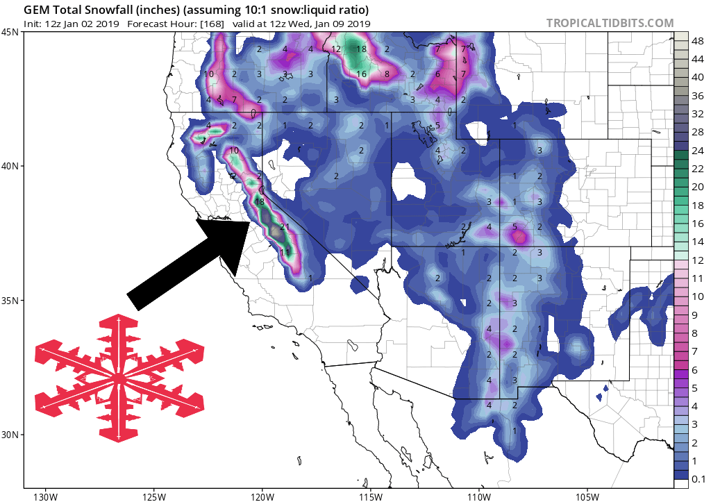 NOAA Multiple Rounds Of Snow For California 2+ FEET of Snow Saturday