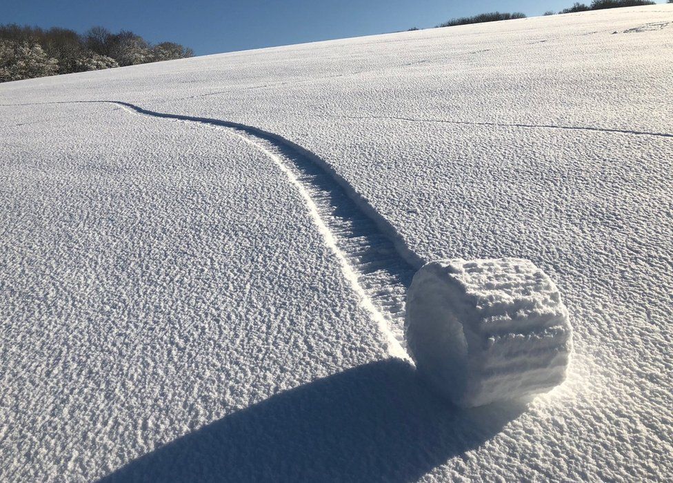 snow rollers, rare, natural phenomenon