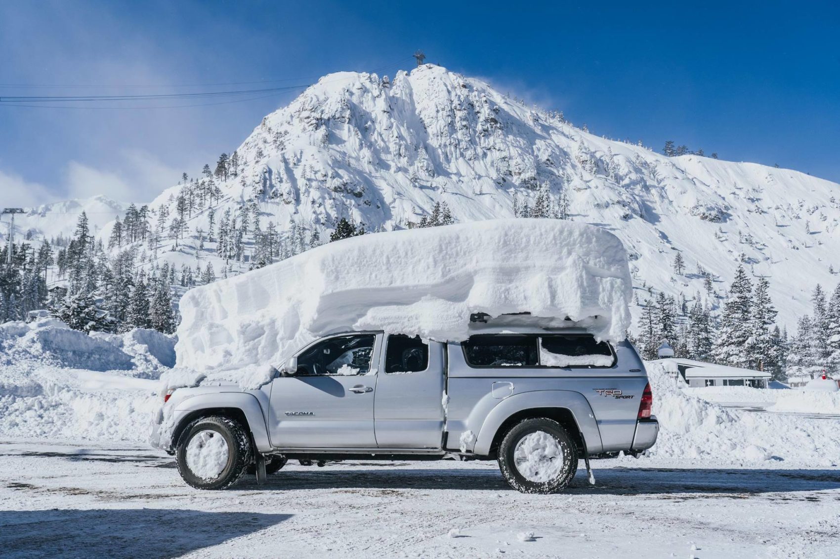 Squaw Valley, alpine meadows, california, snowiest month ever, februburied