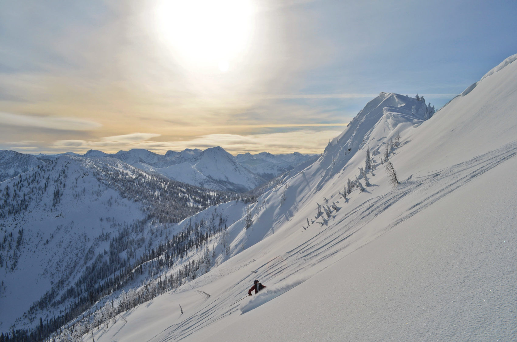 Morning sun on the first run