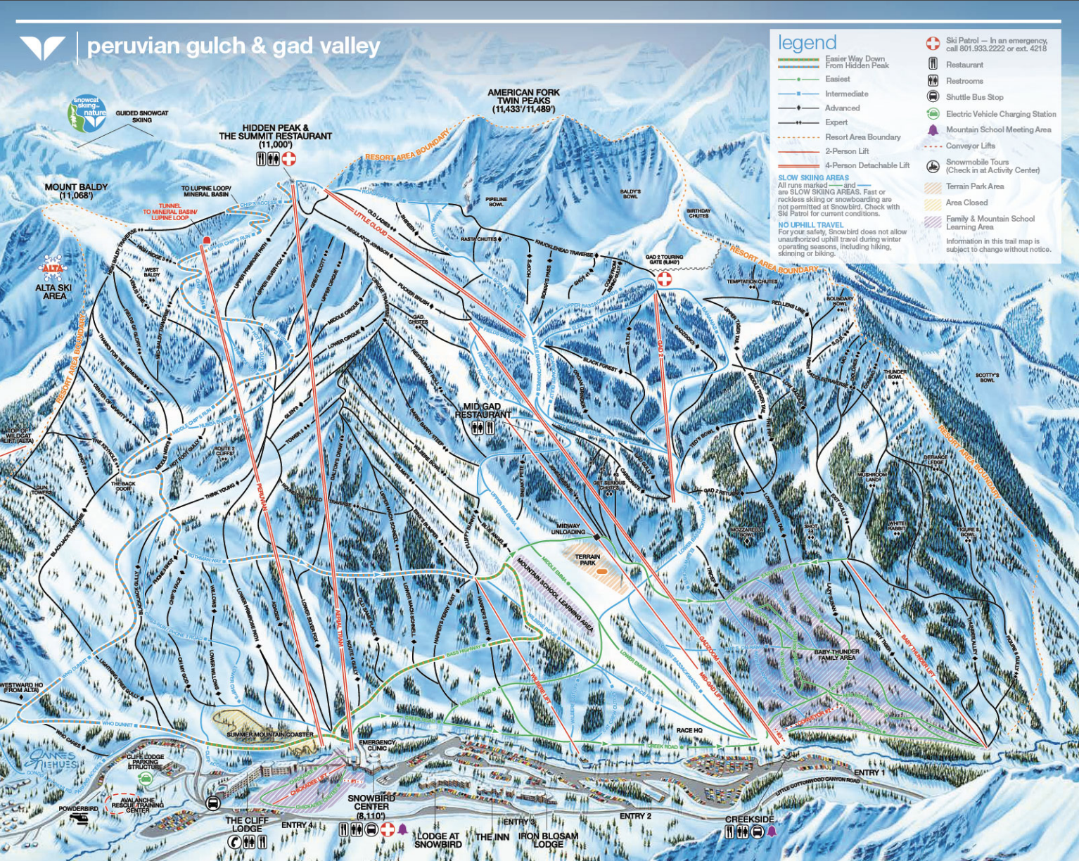 snowbird, trail map, Utah