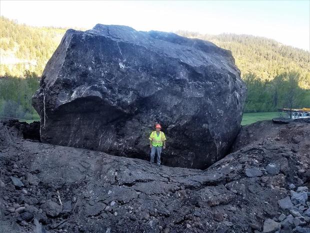 boulders, highway, building sized