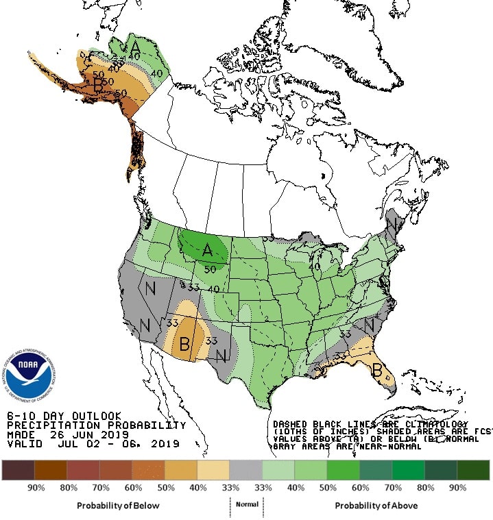 4th July, outlook, precipitation