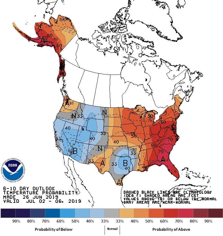 NOAA 4th July Holiday Temperature and Precipitation Outlook SnowBrains