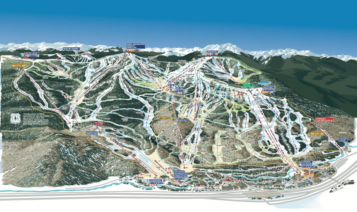 vail, colorado, trail map