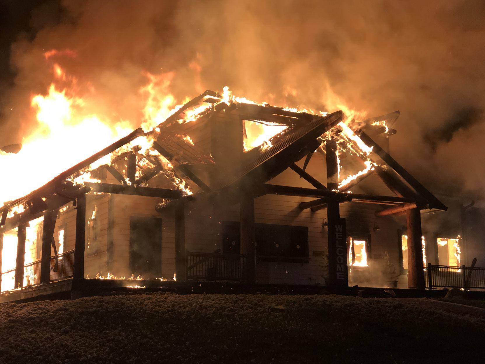 white pine ski area, wyoming, lodge, fire