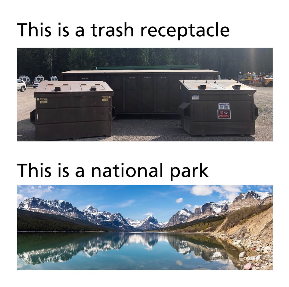 glacier national park, trash, garbage, leave no trace,