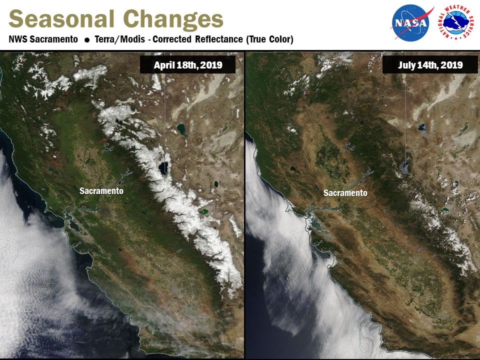 NASA Satellite Images Show Sierra Nevada Snowpack Changes Between