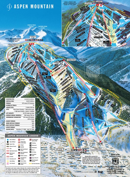 aspen mountain, trail map