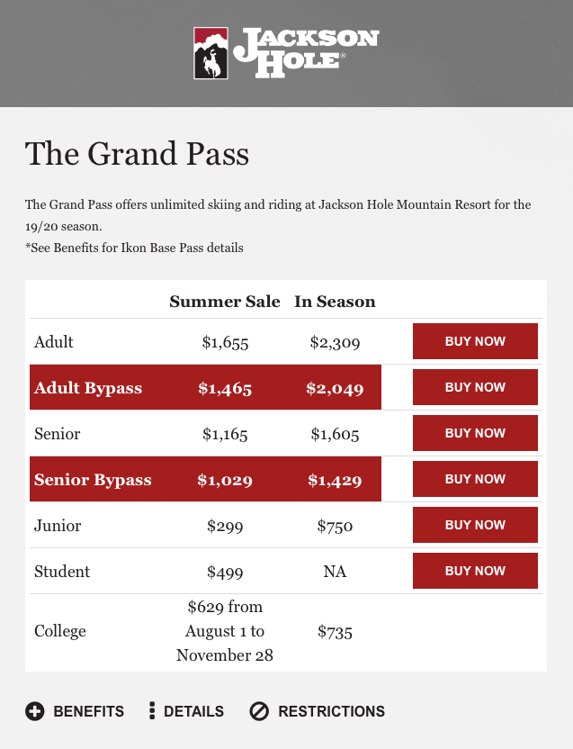 Jackson Hole, Wyoming, grand pass