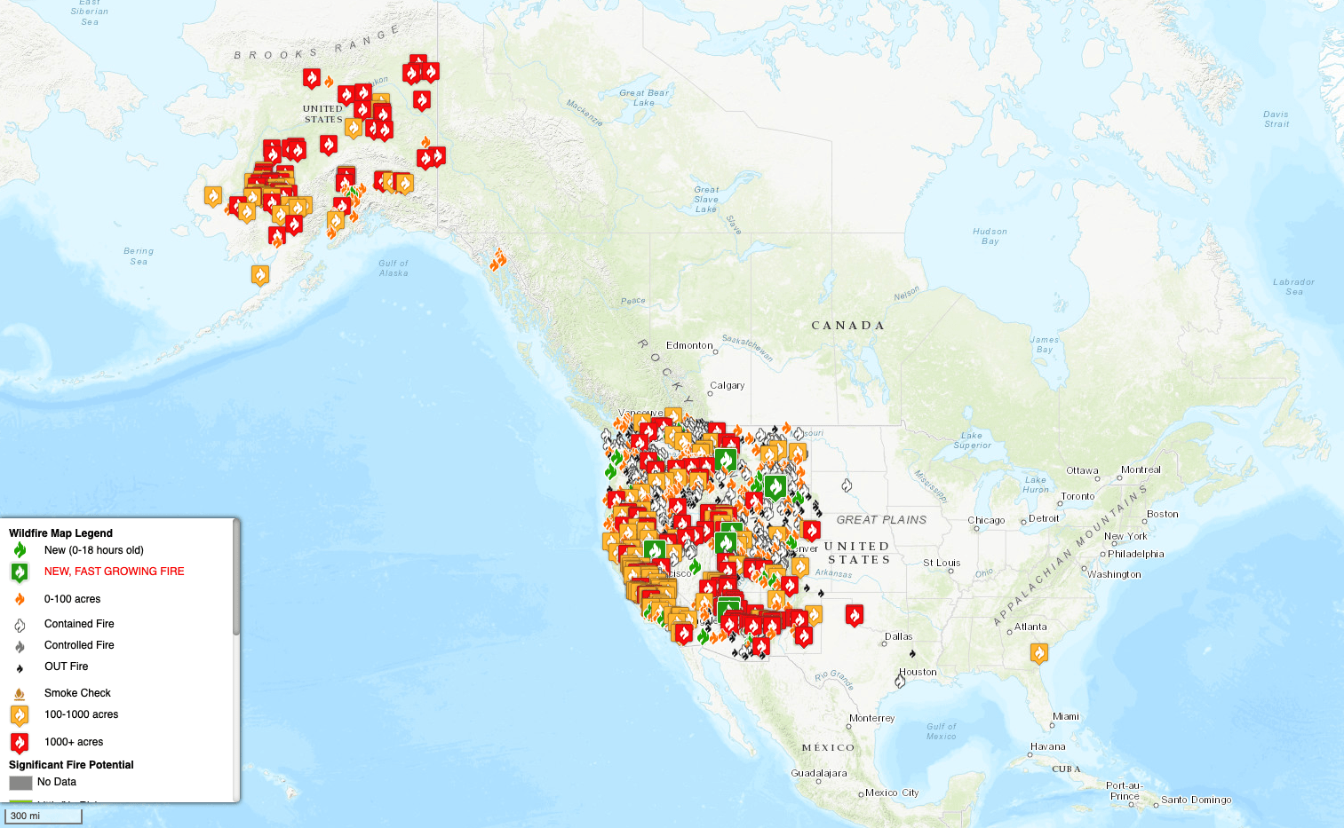 Almost 50 Large Wildfires Are Burning Almost 600k Acres Across the US