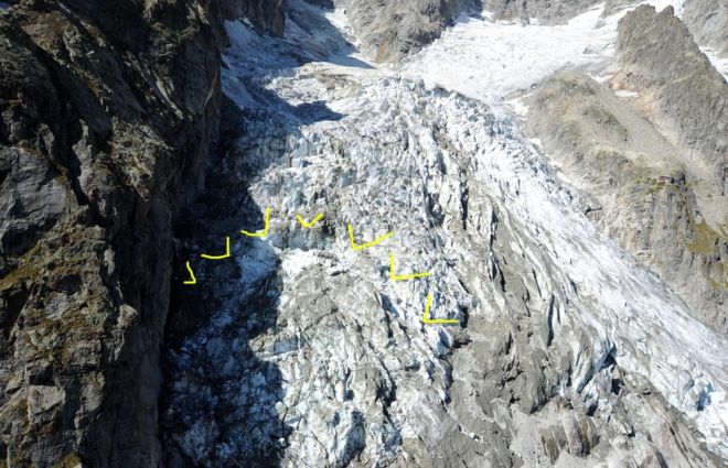 mont blanc, glacier, collapse, Italy