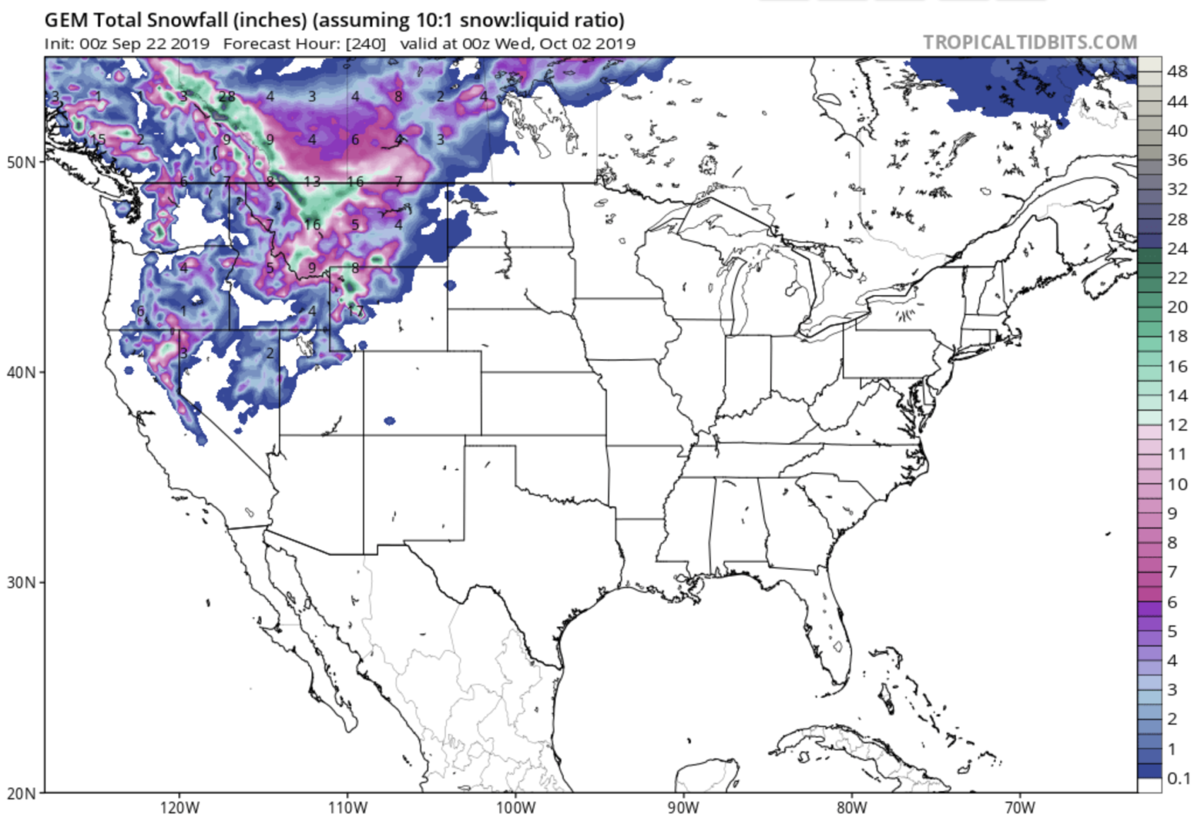 Current 10 Day Snow Forecast For North America Looks Like Mid