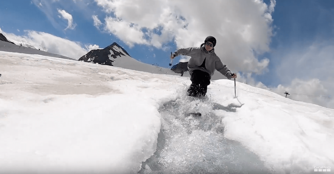 run-off, water ski, glacier, runoff, ski, video