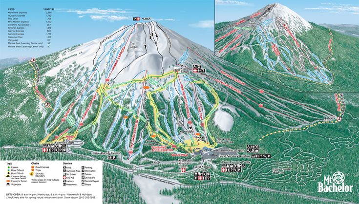 mt. bachelor, trail map, oregon