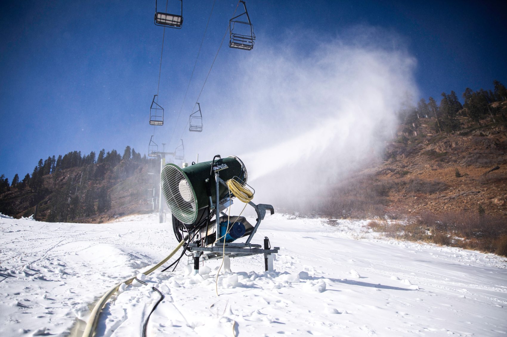 snowmaking, Squaw Valley, alpine meadows, california