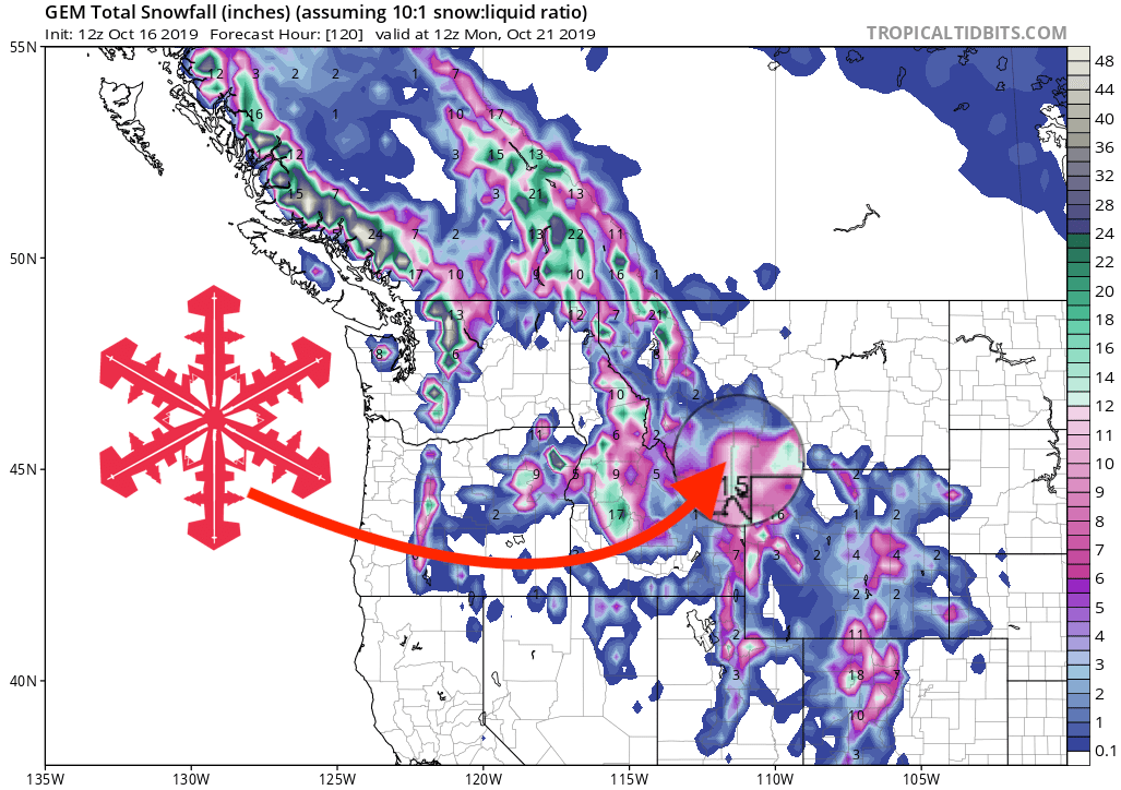 montana, forecast, model, snowfall