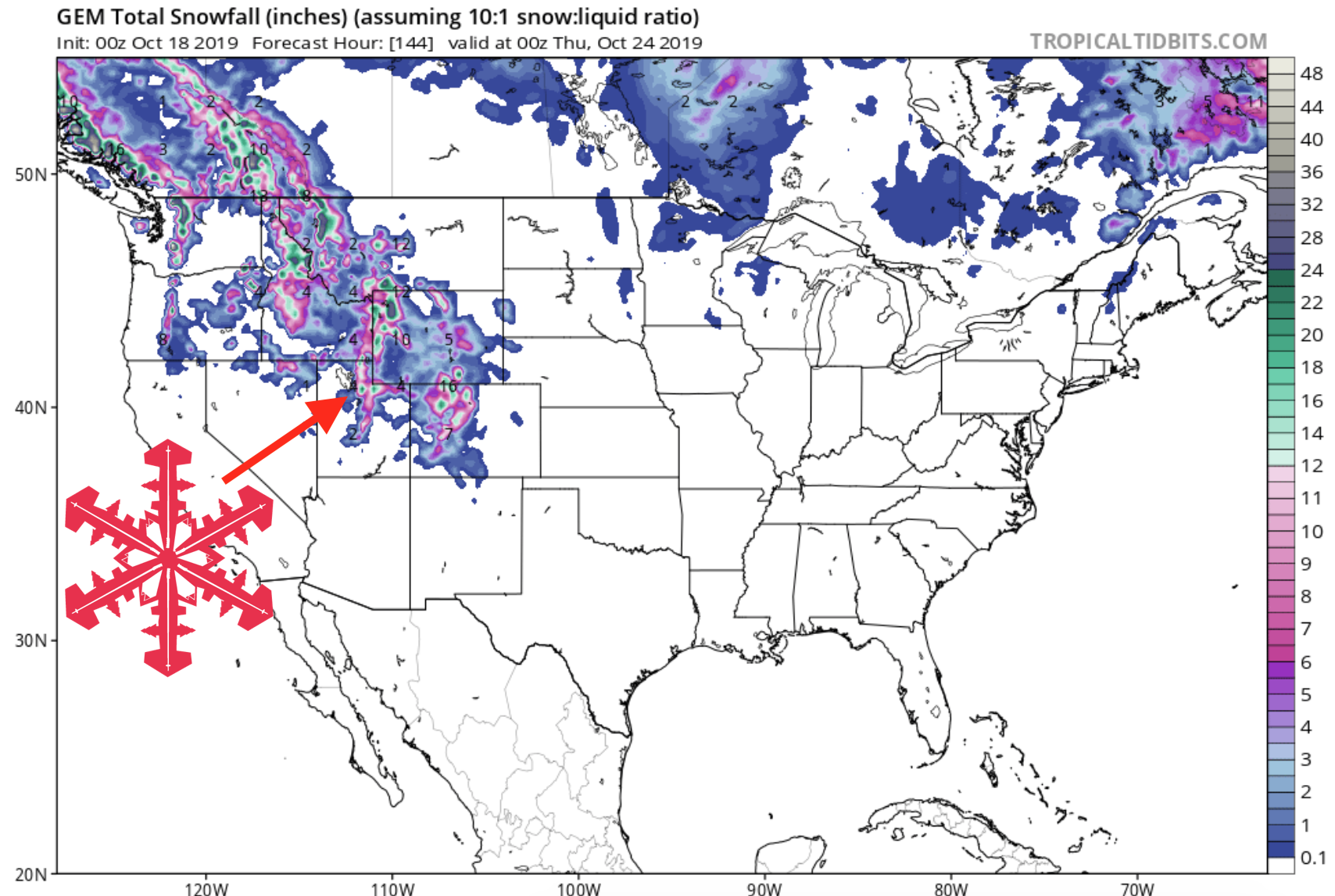 Alta, UT 60 hour GFS forecast 