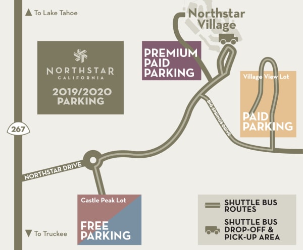 northstar, vail resorts, parking charges, parking map