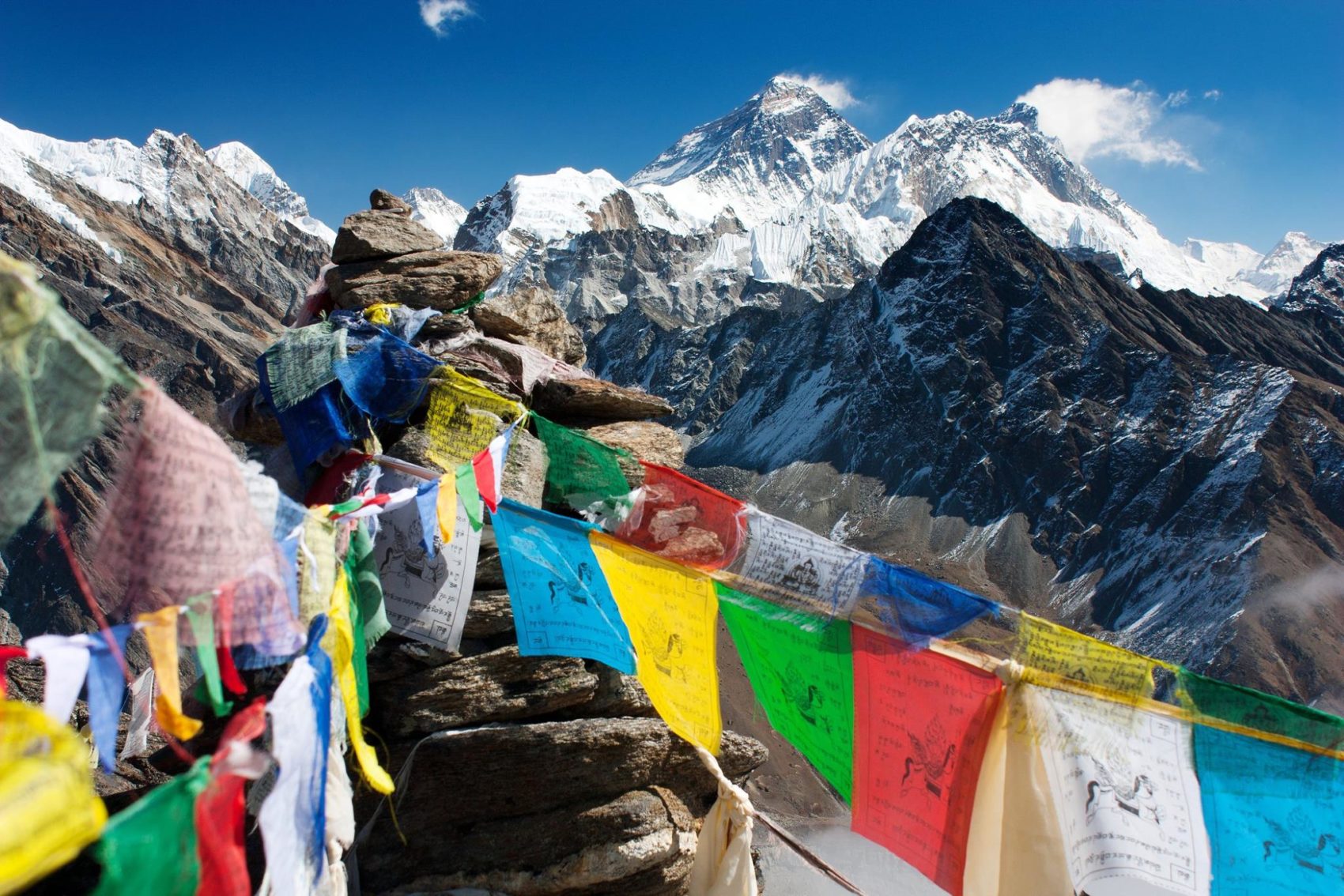 The view from the summit of Gokyo Ri, in the Khumbu region of the Nepal Himalayas.
