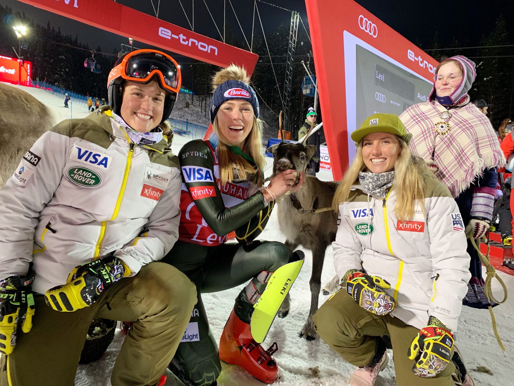 Mikaela Shiffrin, reindeer, Levi, Finland