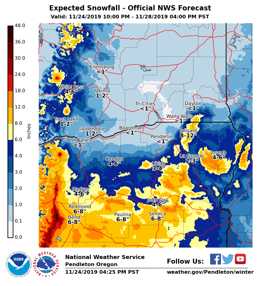 Oregon, snow, forecast