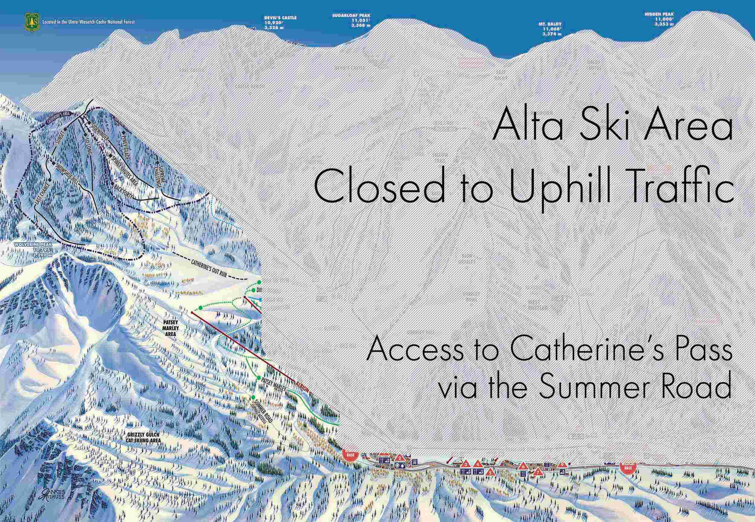 alta ski area, utah, no uphill traffic,