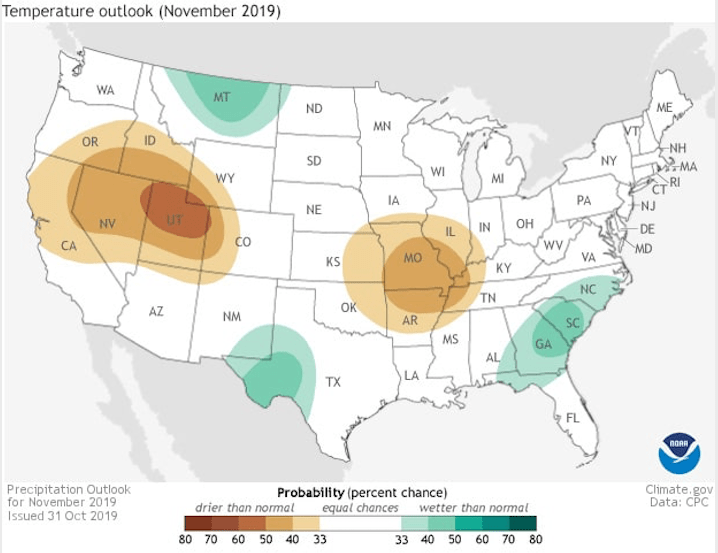 NOAA, November outlook, precipitation