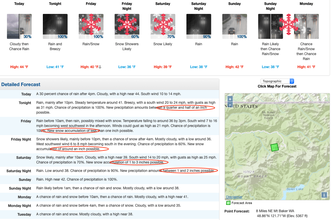 mt baker, Washington, forecast