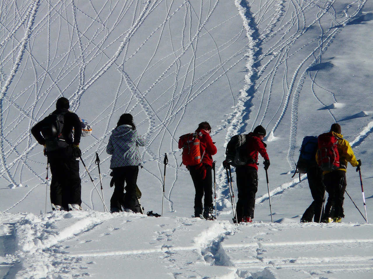 Group going uphill