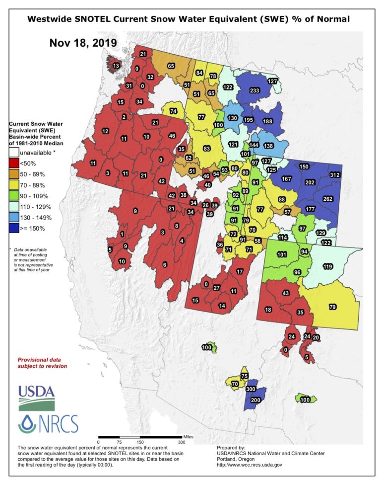 MAP Current Snowpack Status For The Western United States SnowBrains   West Swepctnormal Update Min 768x994 