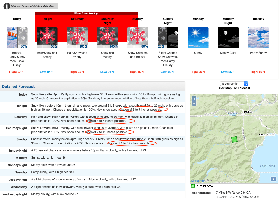 tahoe, forecast, california, squaw,