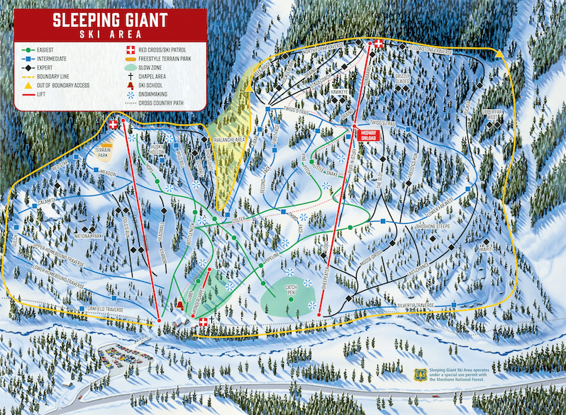 sleeping giant, trail map, wyoming