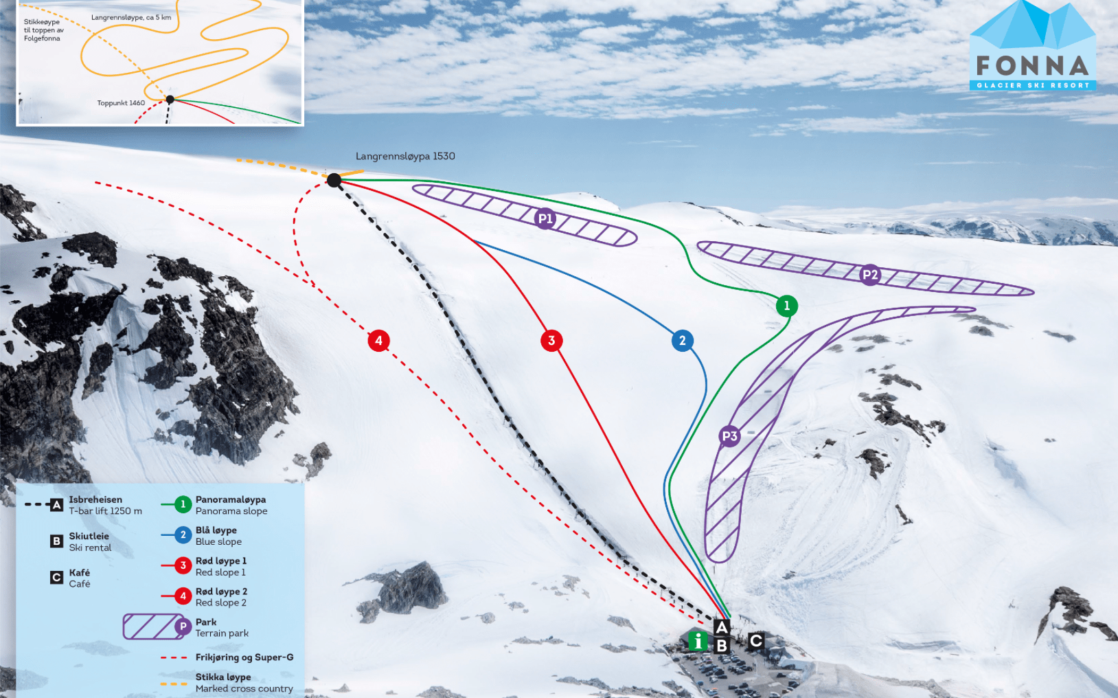 Fonna Glacier, Norway, trail map