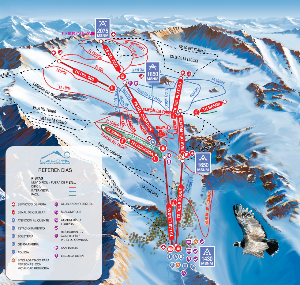 avalanche, trail map, la Hoya