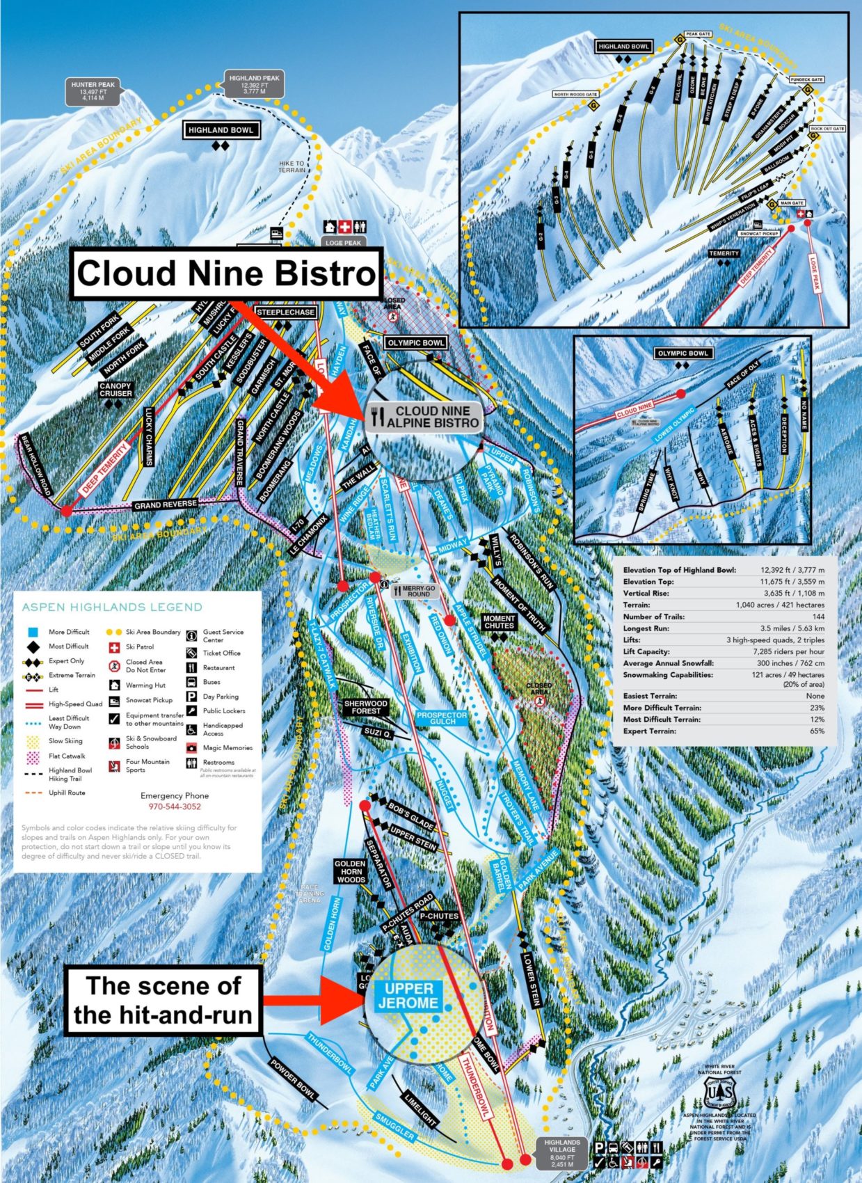 aspen highlands, trail map