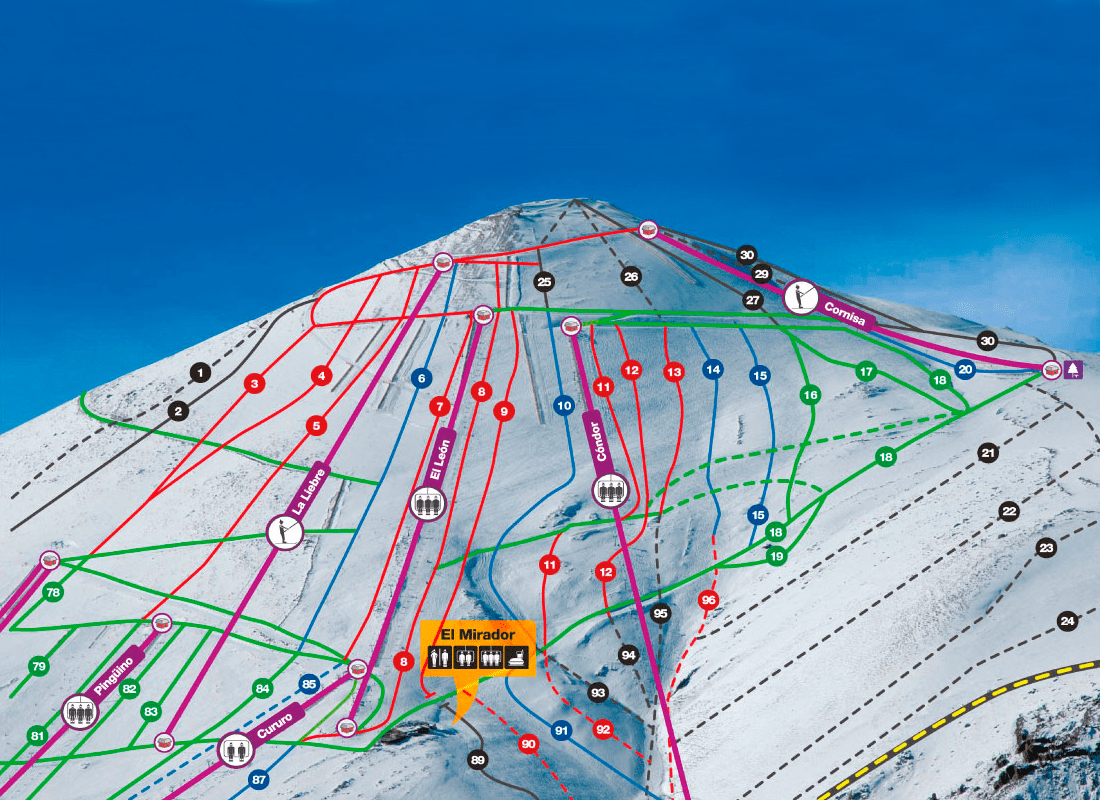 Map, mountain, El Colorado, hometown snow, ski, snowboard, Farellones