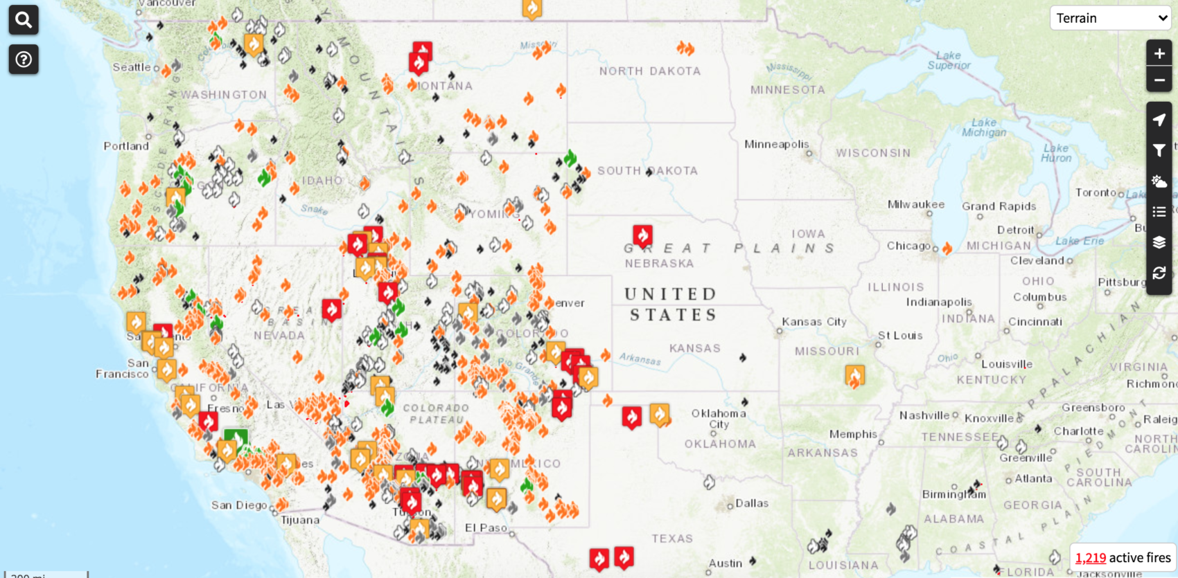 Map: All 1,234 Active Wildfires in America Right Now - SnowBrains