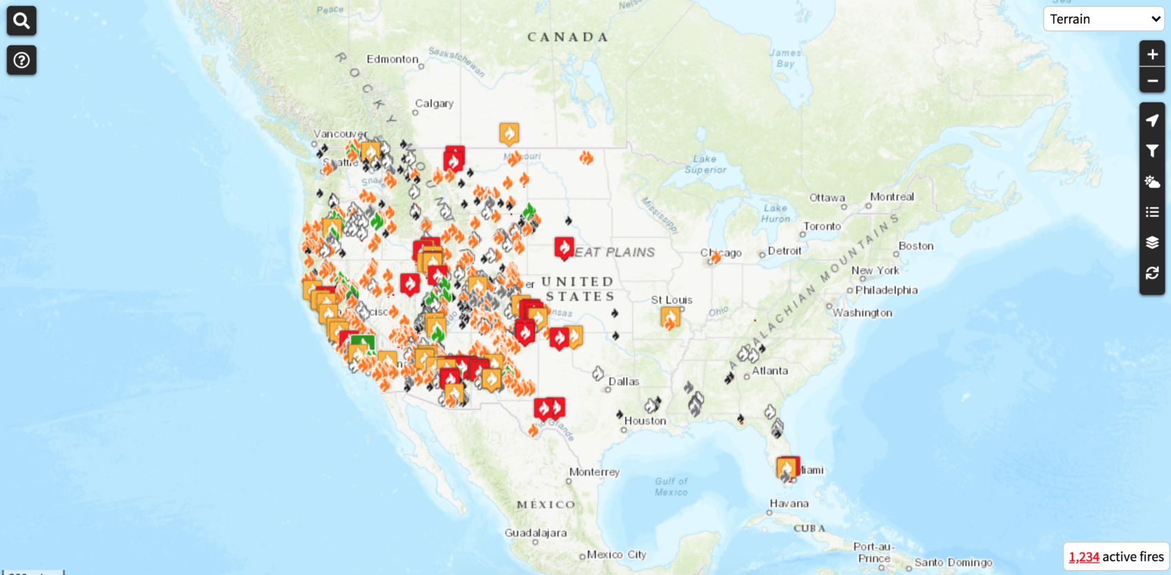 Map: All 1,234 Active Wildfires in America Right Now - SnowBrains