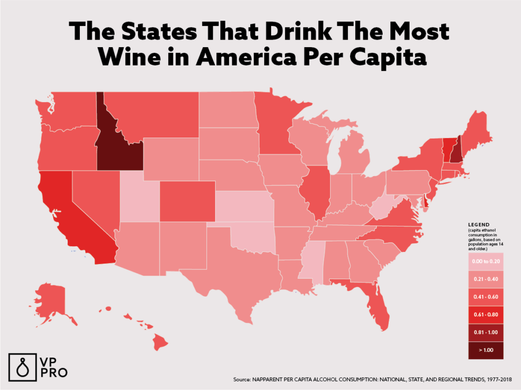 Map of Wine consumed per capita